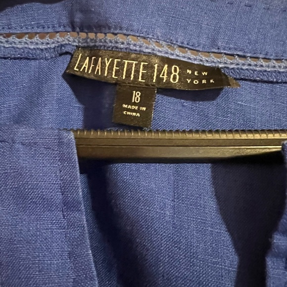 LAFAYETTE 148 NEW YORK • ROYAL BLUE • LINEN BLOUSE - Picture 3 of 4